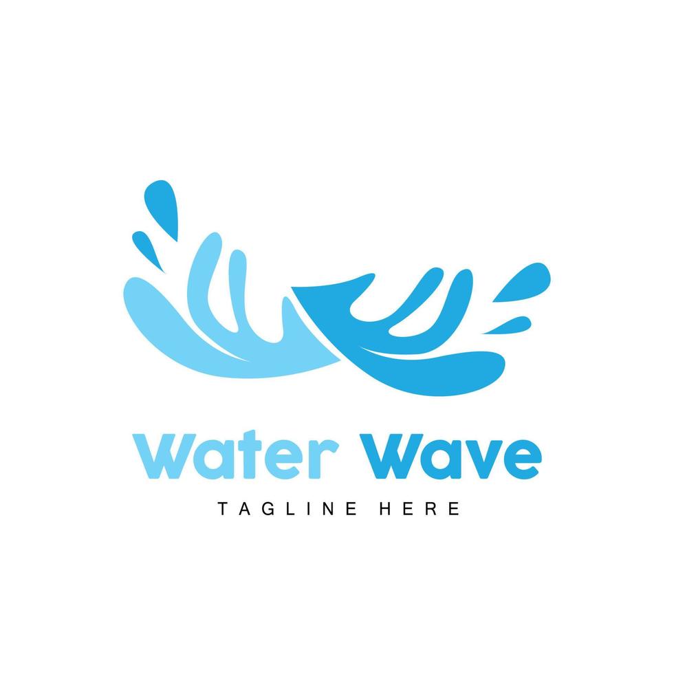 logo de vague d'eau, vecteur de haute mer, conception de modèle de fond maritime