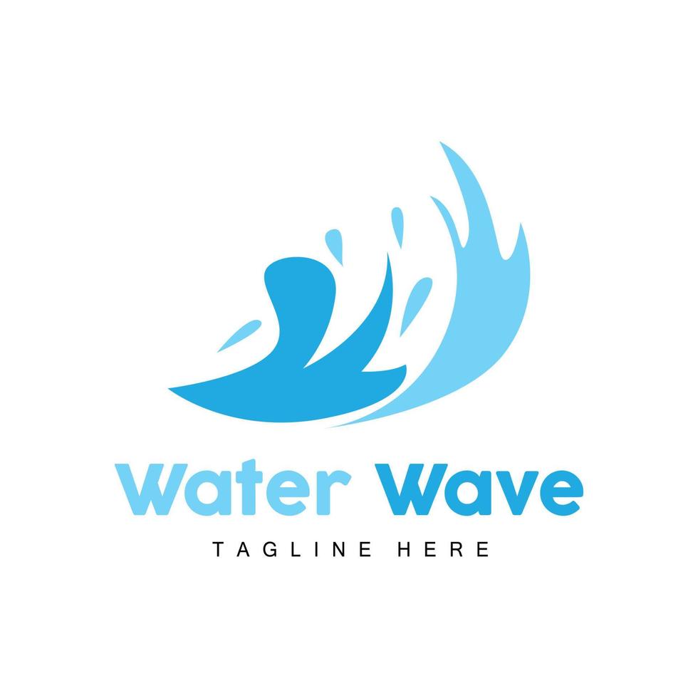 logo de vague d'eau, vecteur de haute mer, conception de modèle de fond maritime