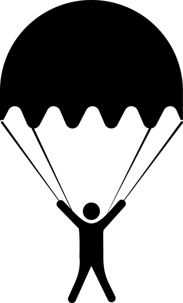 parachute, homme, icône. été vecteur icône noir mince plat symbole de tourisme pour la toile et app développement isolé sur blanc Contexte. vecteur sur blanc Contexte