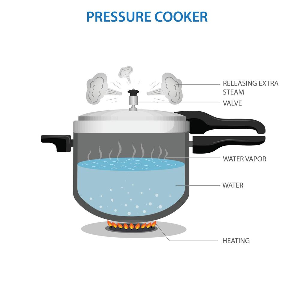 évaporation de l'eau dans une pression cuisinier vecteur illustration