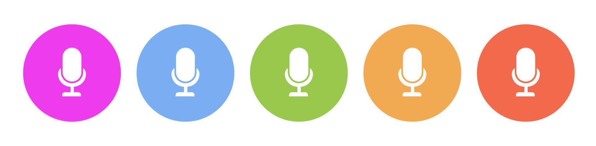 multi coloré icône microphone. bouton bannière rond badge interface pour application illustration sur blanc Contexte vecteur