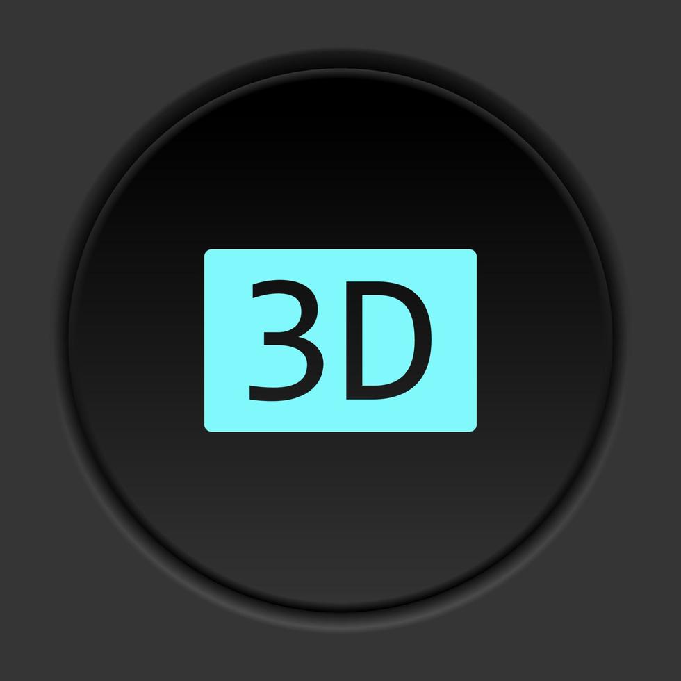 foncé bouton icône 3d film. bouton bannière rond badge interface pour application illustration sur assombrir Contexte vecteur