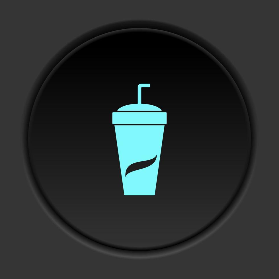 foncé bouton icône un soda. bouton bannière rond badge interface pour application illustration sur assombrir Contexte vecteur