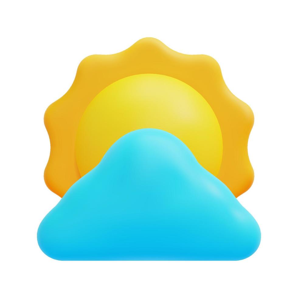 3d nuage et Soleil icône vecteur. isolé sur blanc Contexte. 3d temps, météorologie, prévoir et la nature concept. dessin animé minimal style. 3d nuageux journée icône vecteur rendre illustration.