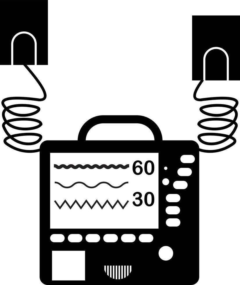 automatique externe défibrillateur icône sur blanc Contexte. défibrillateur machine signe. aed symbole. réanimation dispositif icône. plat style. vecteur