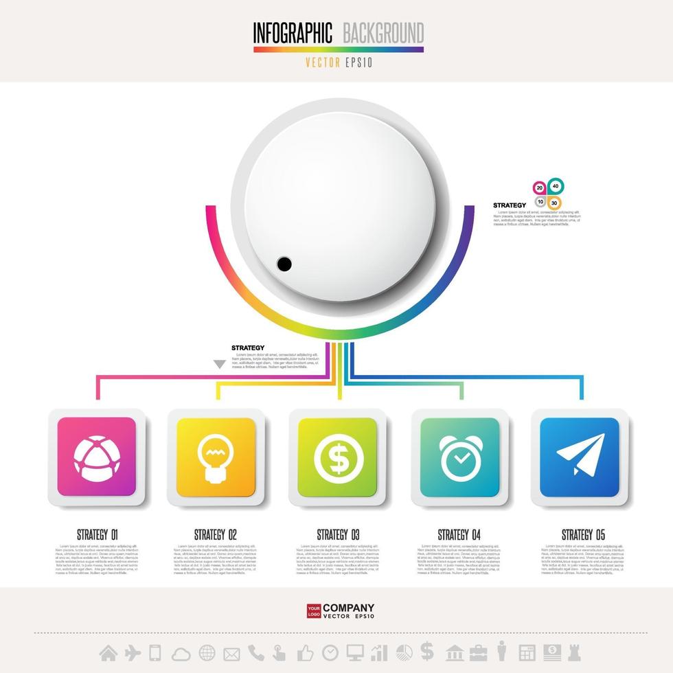 modèle de conception infographie avec jeu d & # 39; icônes vecteur