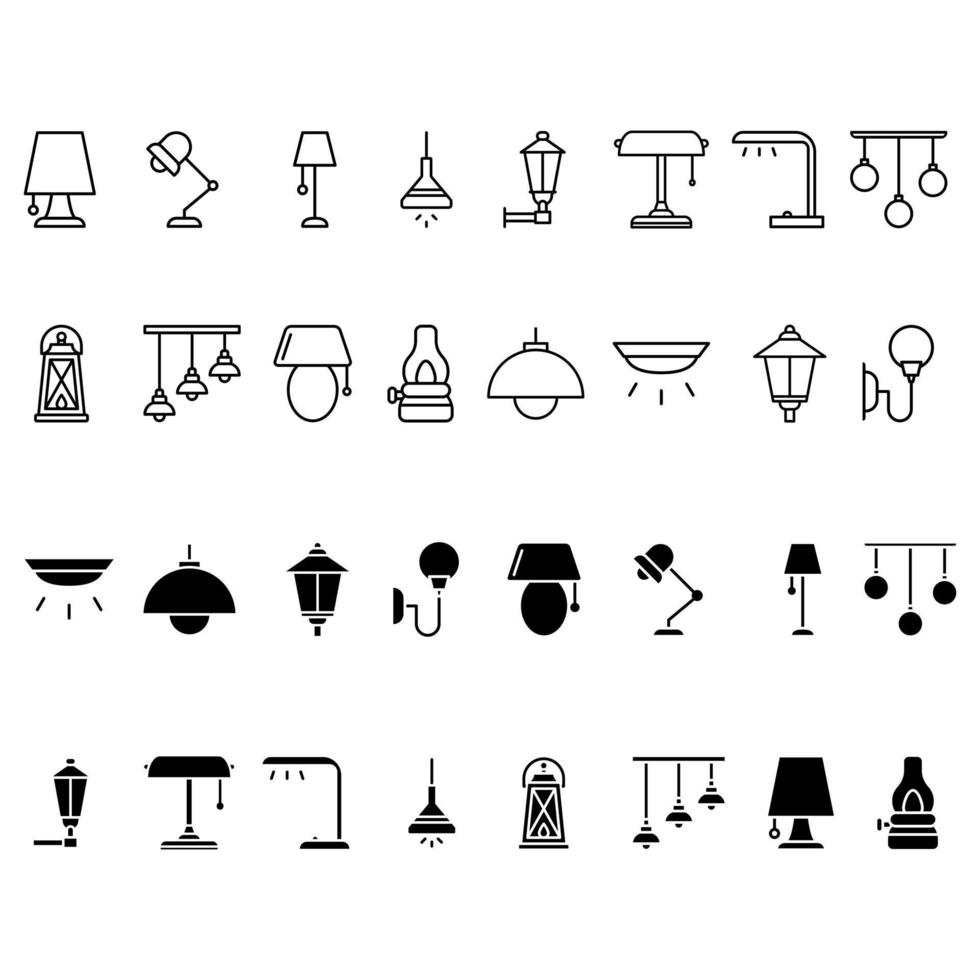 lampe icône vecteur ensemble. illuminateur construction illustration signe collection. éclairage symbole ou logo.