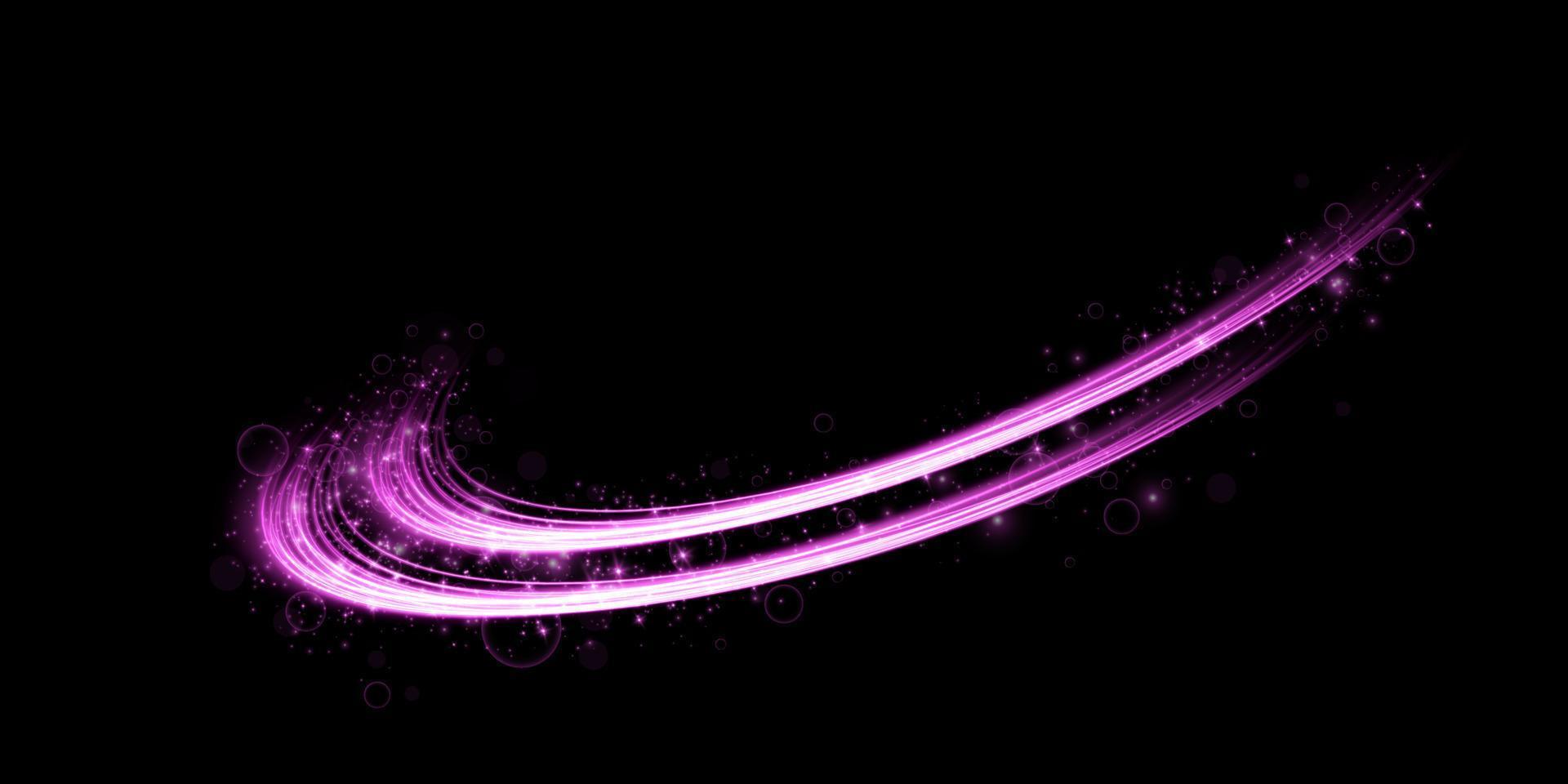 abstrait lumière lignes de mouvement et la vitesse dans violet. lumière tous les jours embrasé effet. semi-circulaire vague, lumière Piste courbe tourbillon vecteur