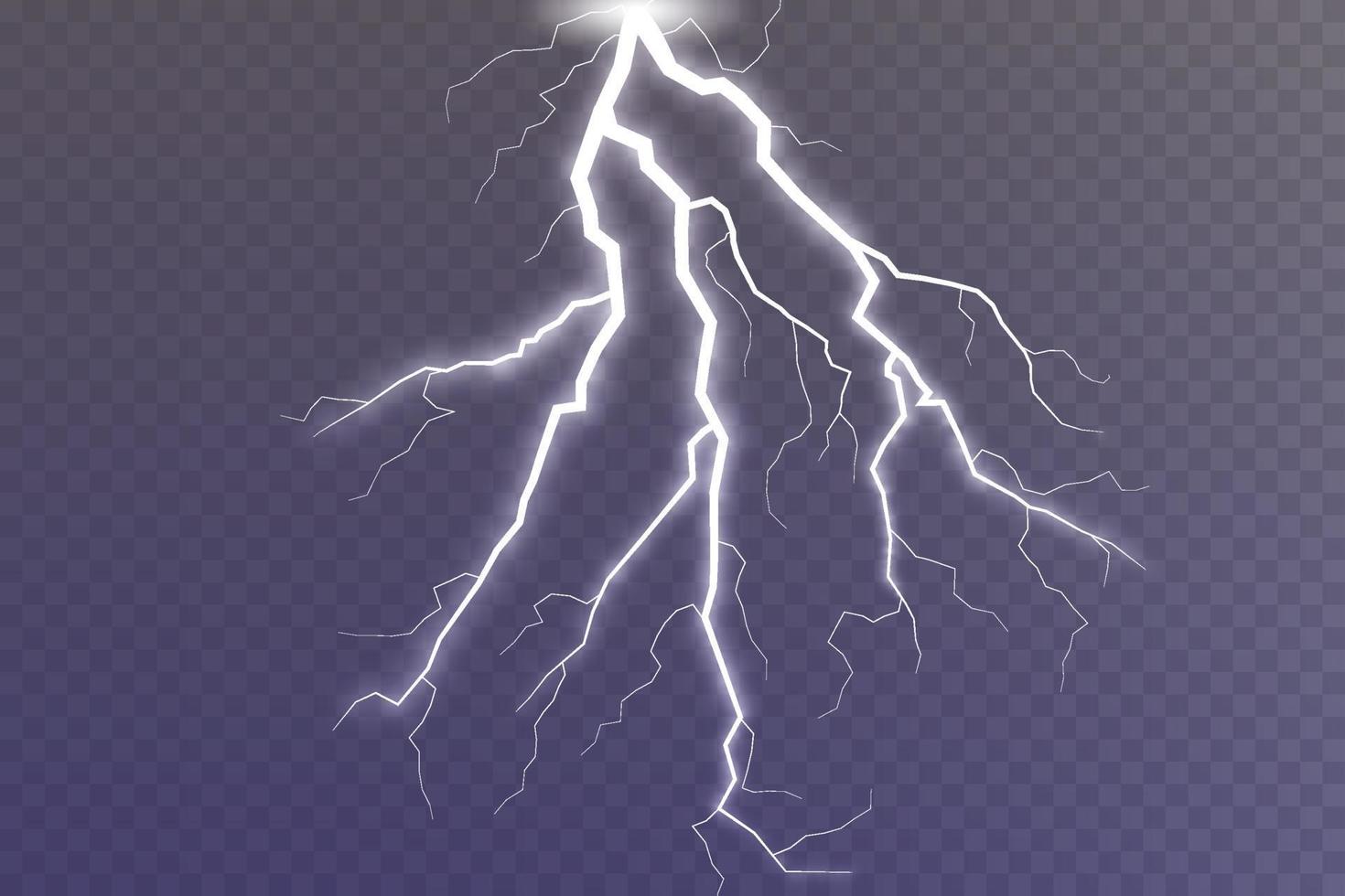 ensemble de foudre magique et brillant lumière effet. orage avec foudre et des nuages. vecteur illustration. décharge électrique actuel. charge actuel. Naturel phénomènes.