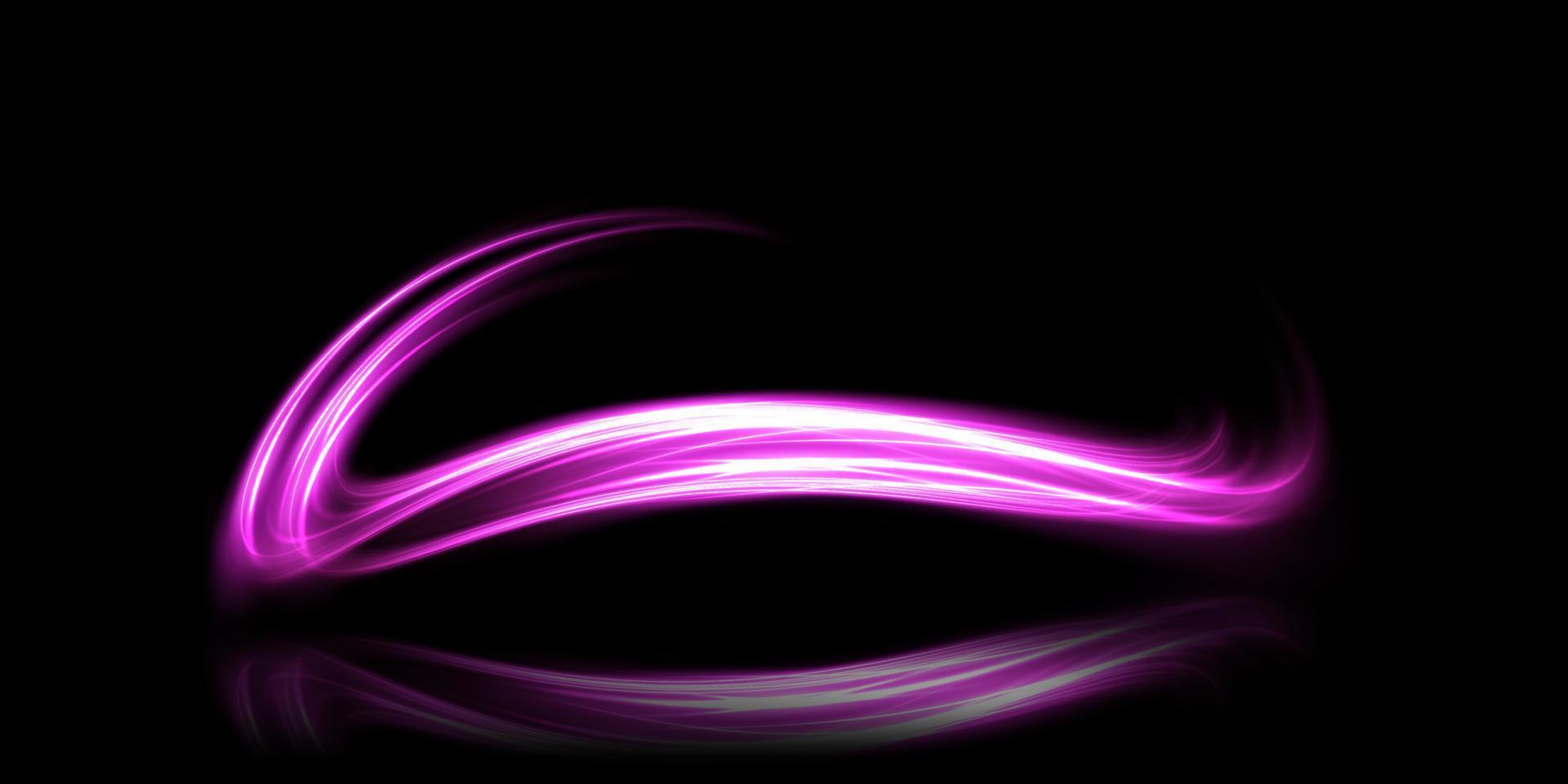 abstrait lumière lignes de mouvement et la vitesse dans violet. lumière tous les jours embrasé effet. semi-circulaire vague, lumière Piste courbe tourbillon vecteur