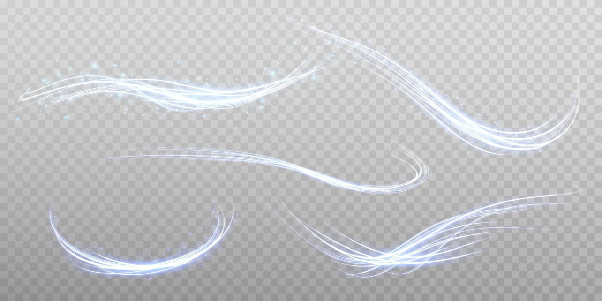 abstrait lumière lignes de mouvement et la vitesse dans bleu. lumière tous les jours embrasé effet. semi-circulaire vague, lumière Piste courbe tourbillon vecteur