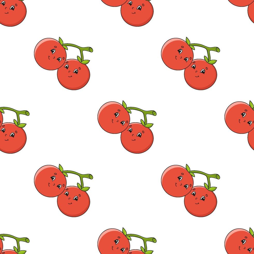 tomate motif transparent coloré. style de bande dessinée. dessiné à la main. illustration vectorielle isolée sur fond blanc. pour walpaper, affiche, bannière. vecteur