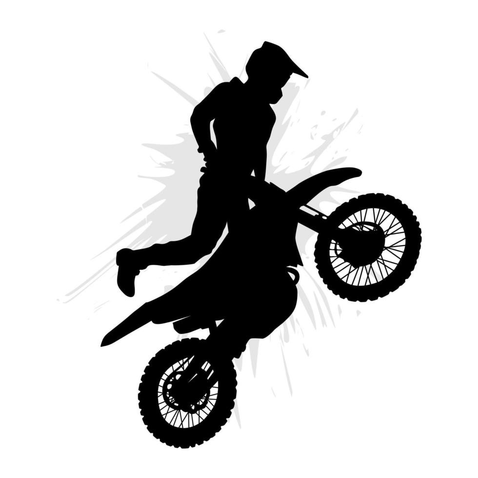 motocross cavalier Faire nage libre dans le air isolé sur une blanc Contexte vecteur