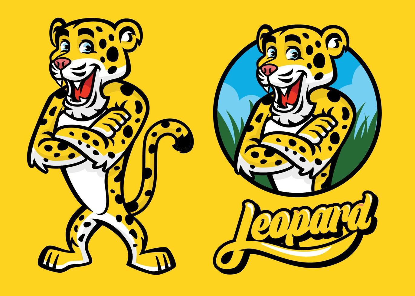 ensemble de dessin animé de léopard personnage vecteur