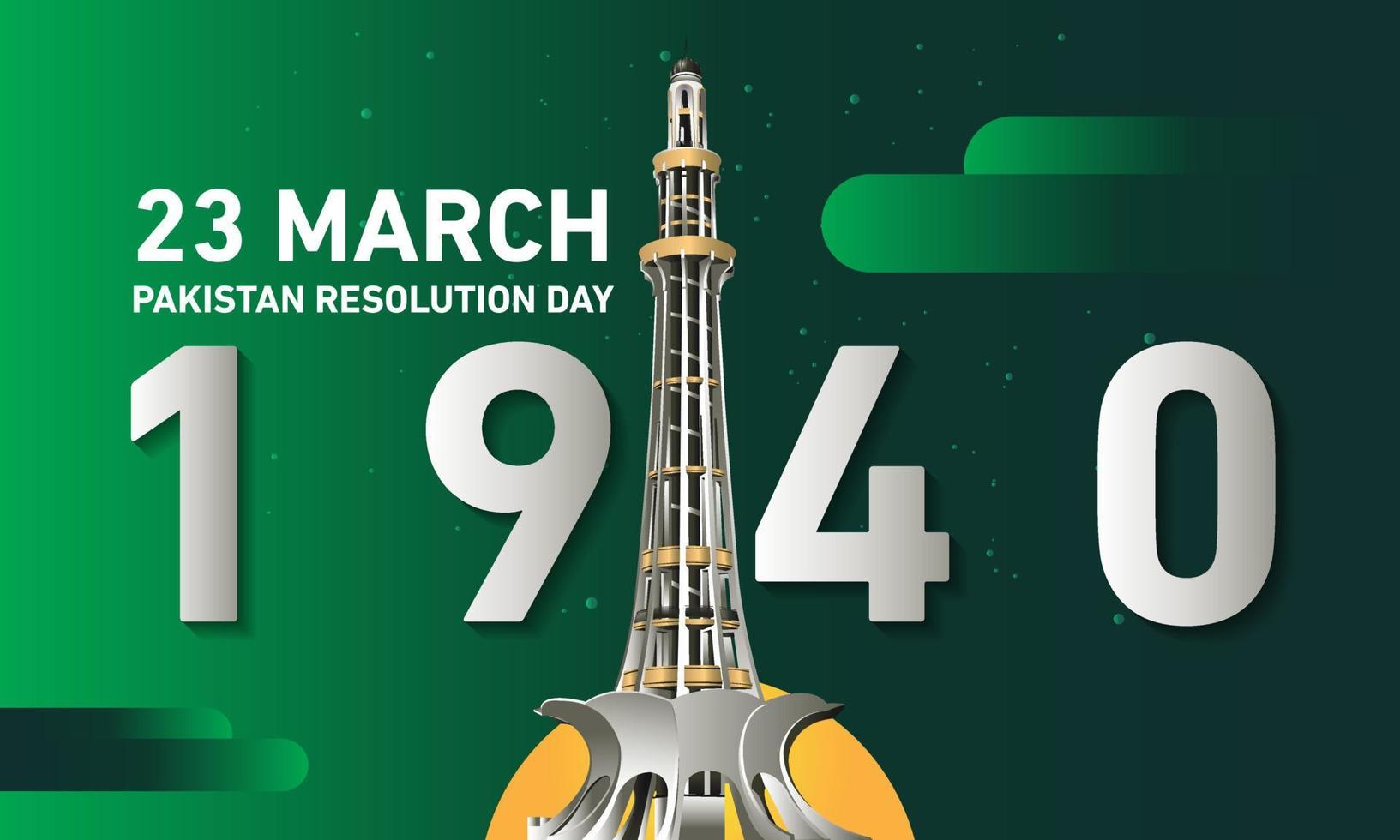 Pakistan journée logo conception avec minar e Pakistan vecteur