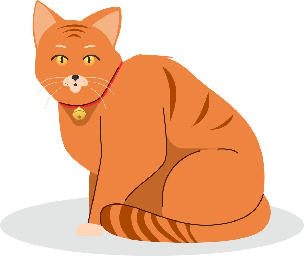 Orange mignonne chat animal plat illustration conception vecteur