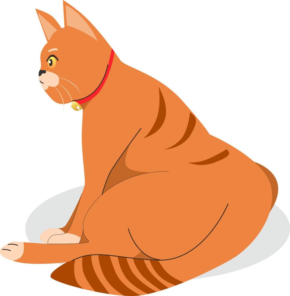 Orange mignonne chat animal plat illustration conception vecteur