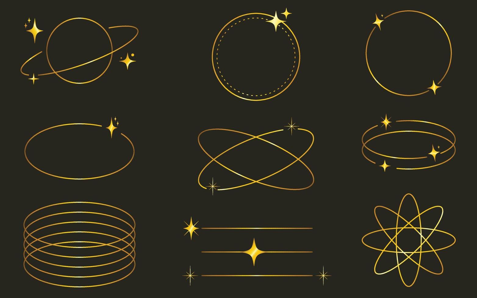 moderne minimaliste esthétique linéaire or cadres, arc, étoiles et éléments vecteur