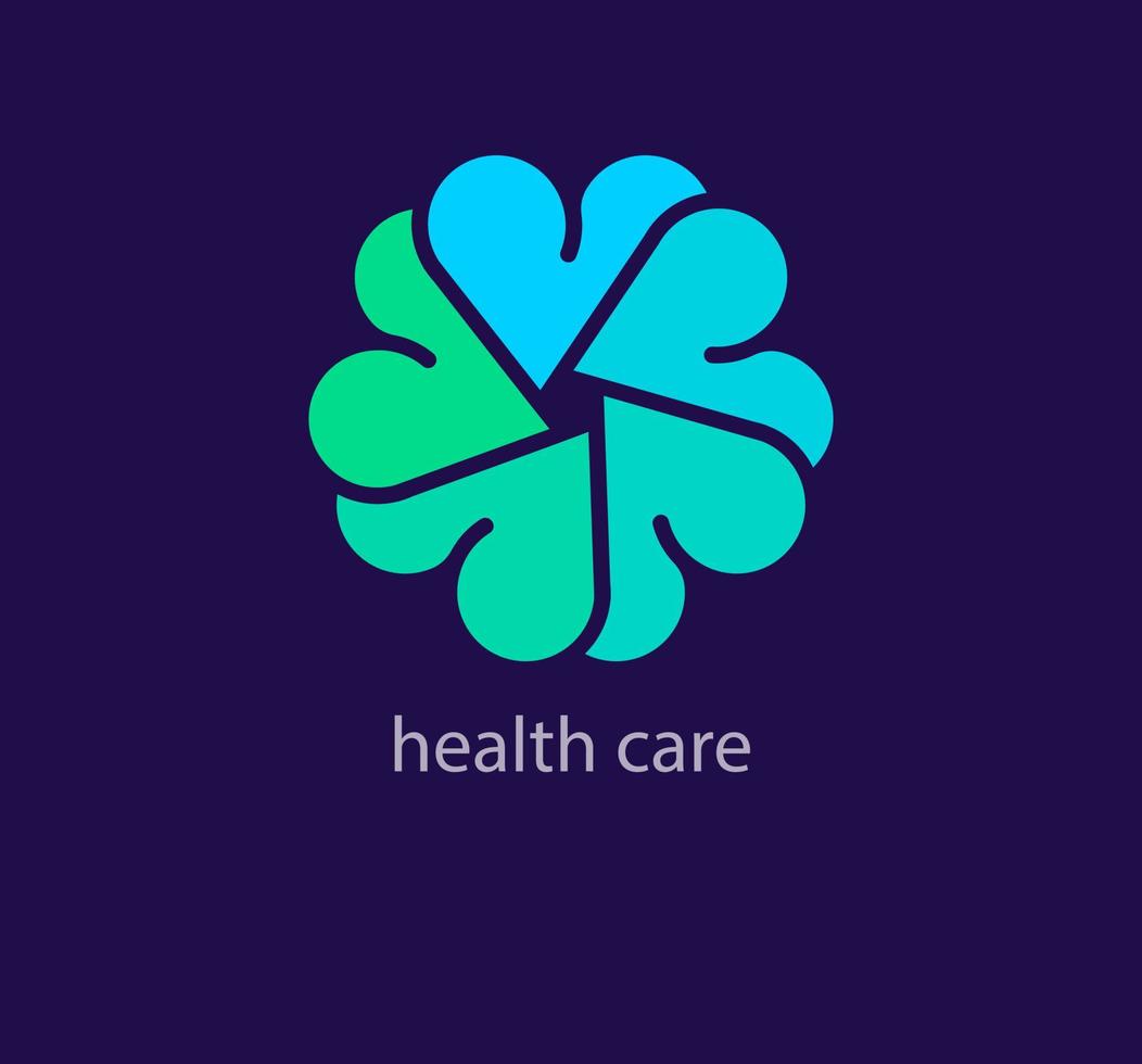 unique santé logo. circulaire cœurs. moderne conception Couleur transitions. soins de santé logo modèle. vecteur. vecteur