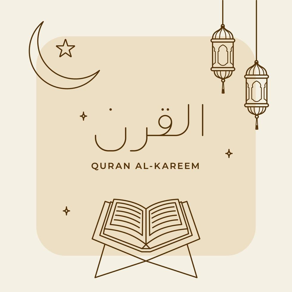 Facile ligne Al coran islamique saint livre vecteur illustration pour Ramadan musulman prier activité affiche conception. traduire arabe Al Quran