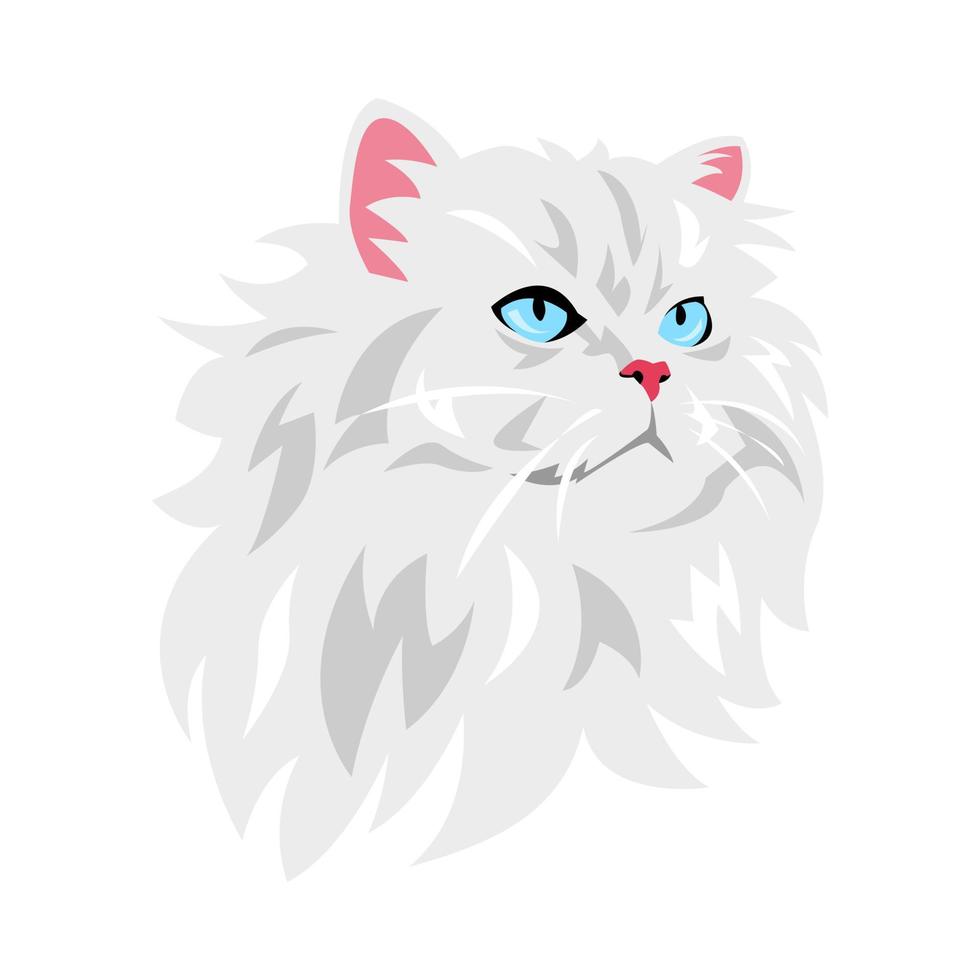 chat visage portrait. mignonne blanc chat. vecteur illustration.