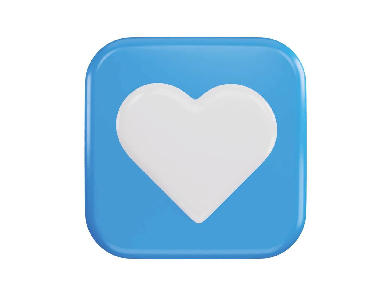 cœur bouton icône 3d le rendu vecteur illustration