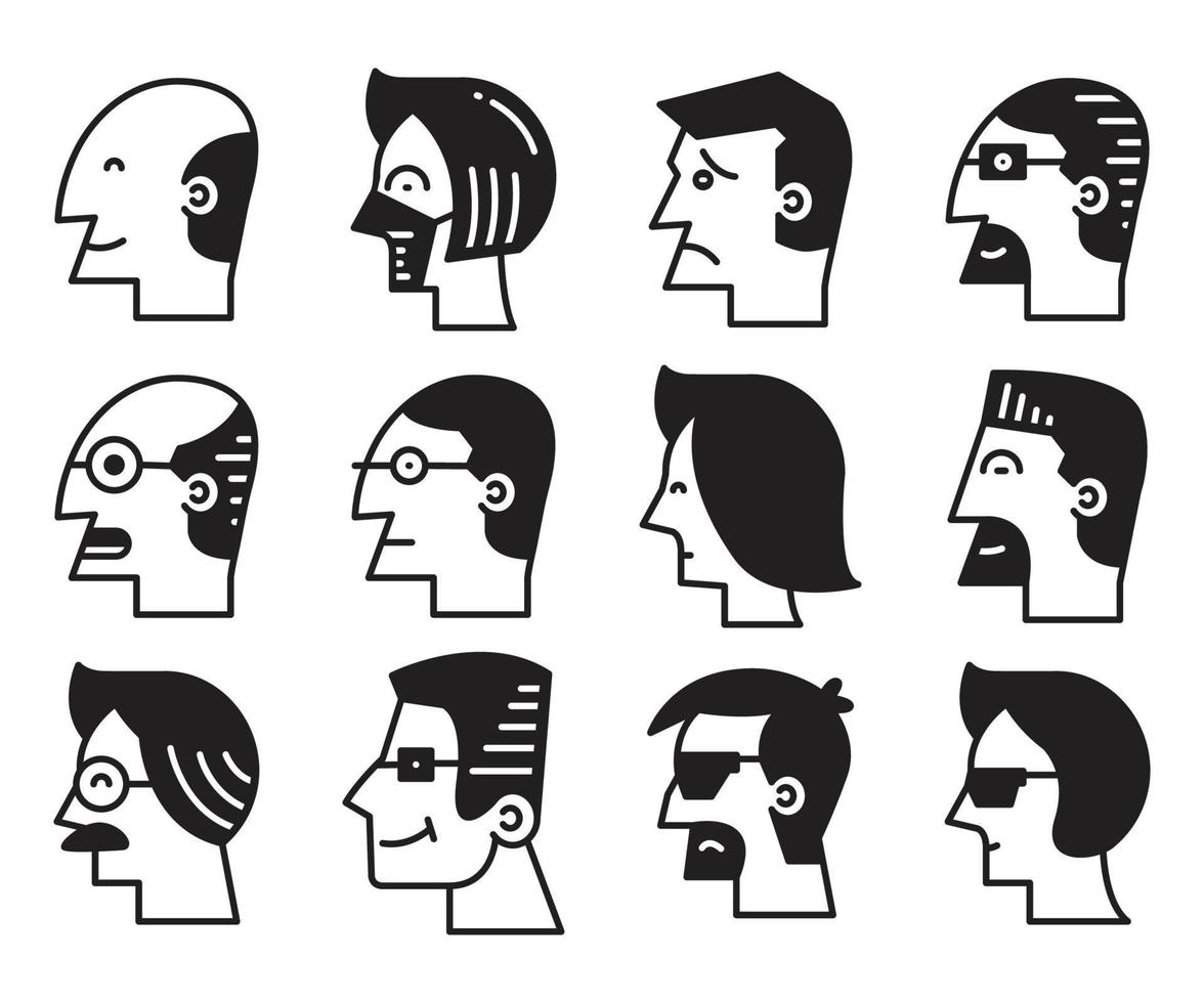 illustration d'avatars de visage humain vecteur