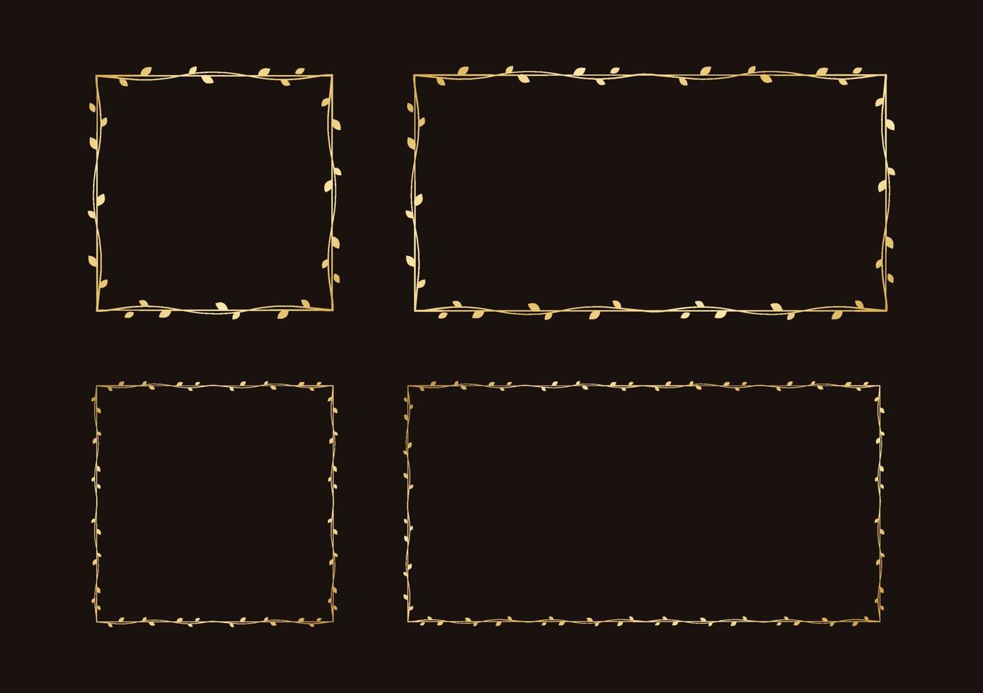 carré et rectangle or vigne Cadre mariage élégant couronne. d'or Cadre avec botanique conception. vecteur isolé illustration.