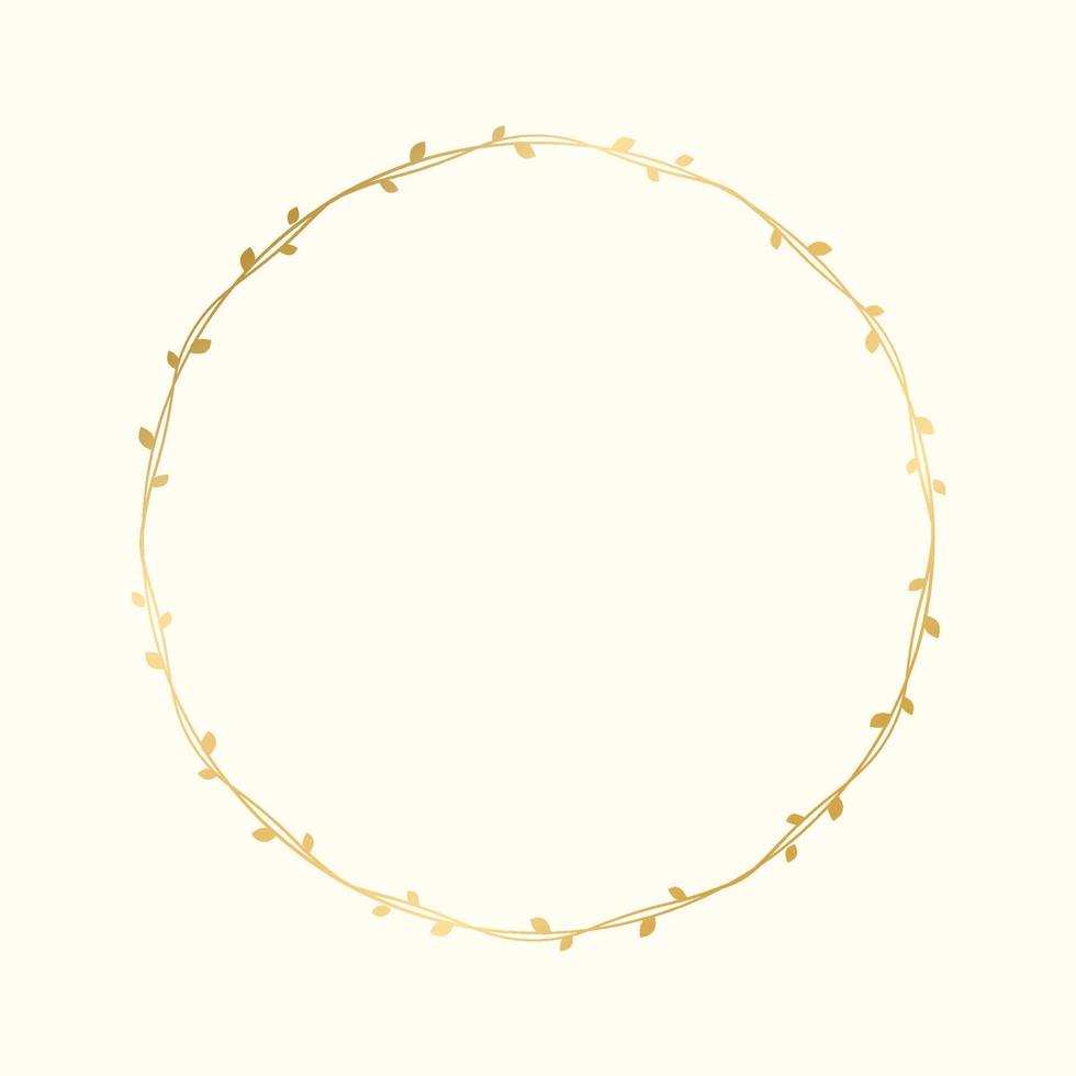 cercle d'or Cadre avec botanique conception. rond vigne Cadre mariage élégant couronne. vecteur isolé illustration.