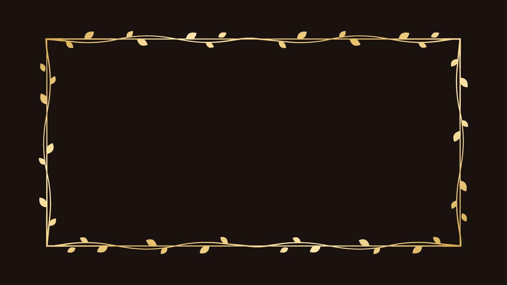 rectangle d'or Cadre avec botanique conception. rond vigne Cadre mariage élégant couronne. vecteur isolé illustration.