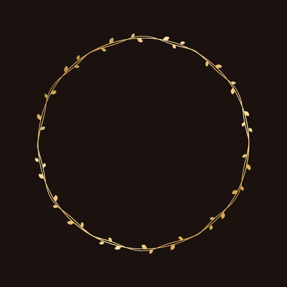 cercle d'or Cadre avec botanique conception. rond vigne Cadre mariage élégant couronne. vecteur isolé illustration.