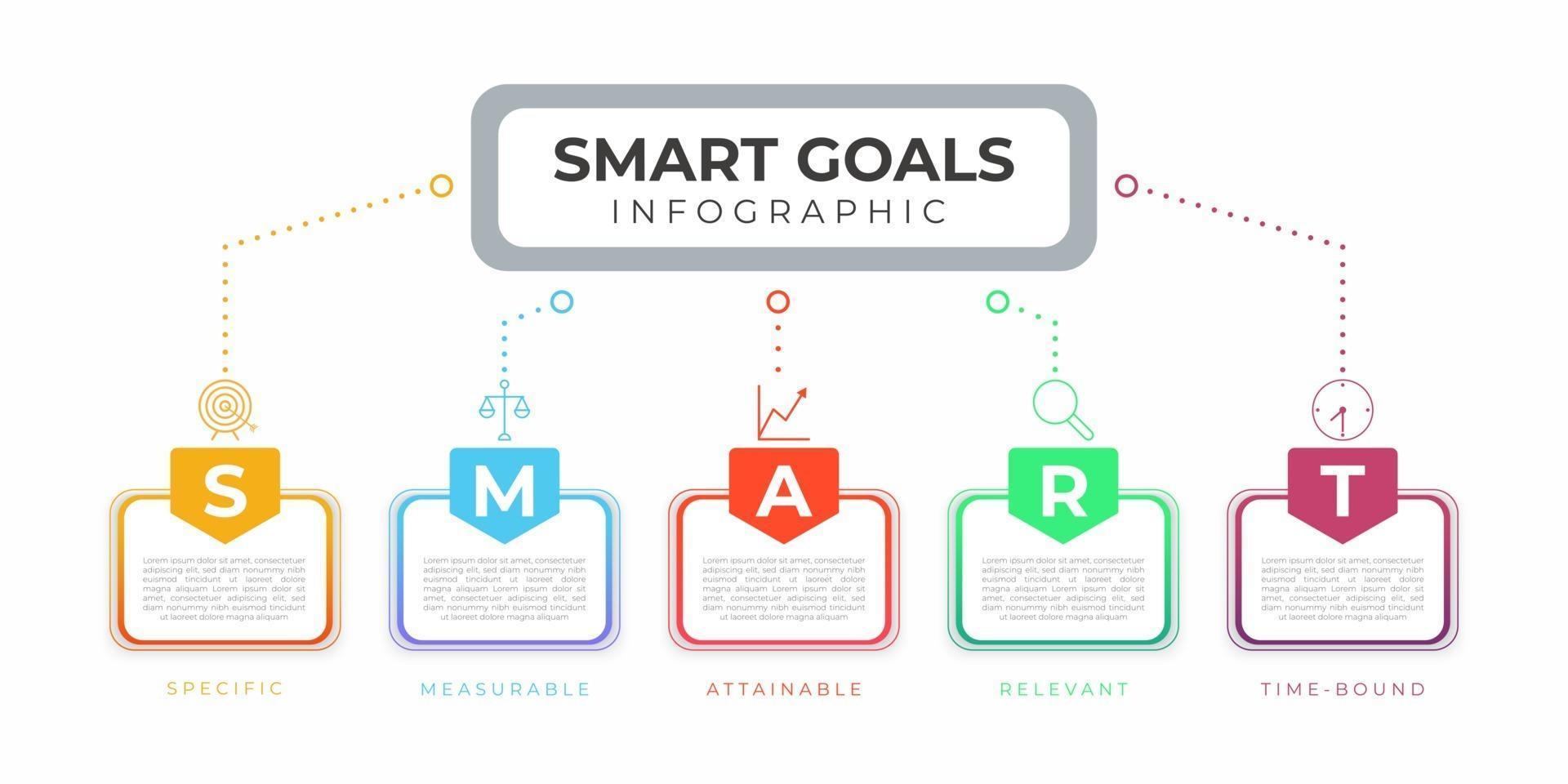 ensemble d'infographie d'objectifs intelligents modernes et colorés vecteur