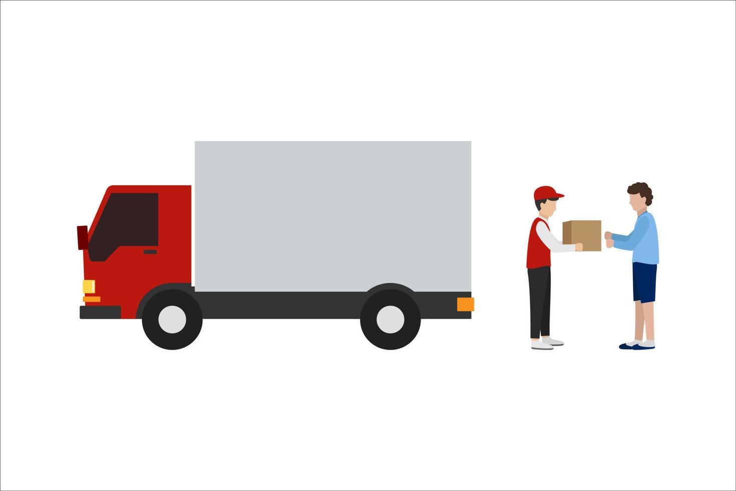 un camion pour livraison un service pour en ligne achats et livraison de marchandises, vecteur conception isolé sur blanc Contexte