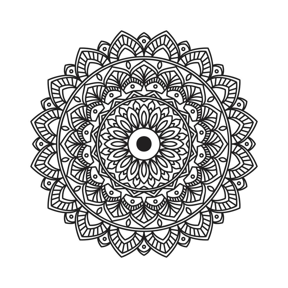 mandala circulaire modèle silhouette isolé blanc Contexte pour tatouage, décoration, yoga et impression Besoins vecteur