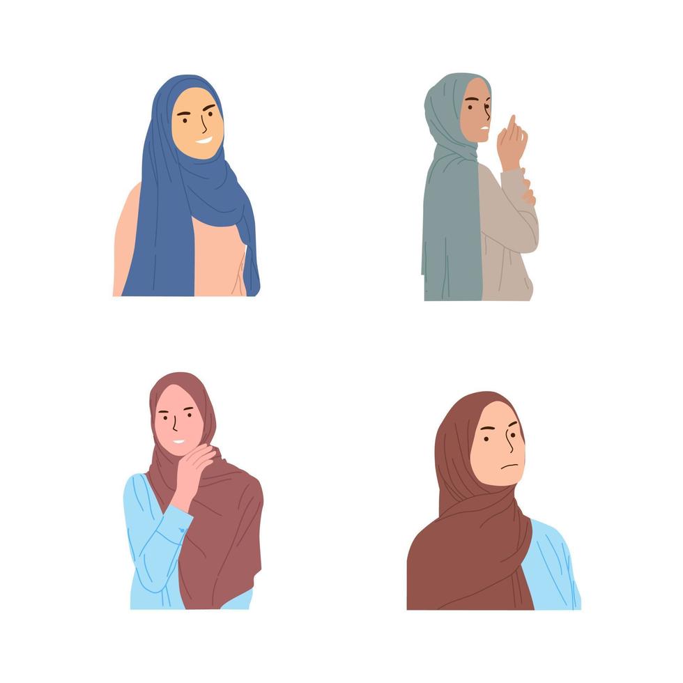 collection de des illustrations de hijab femmes vecteur