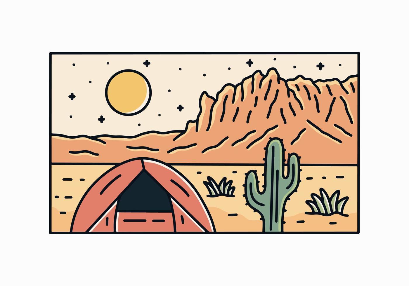 content camping sur perdu Hollandais Etat parc dans le superstition montagnes dans Arizona conception pour t chemise, badge, autocollant, et Extérieur vêtements vecteur