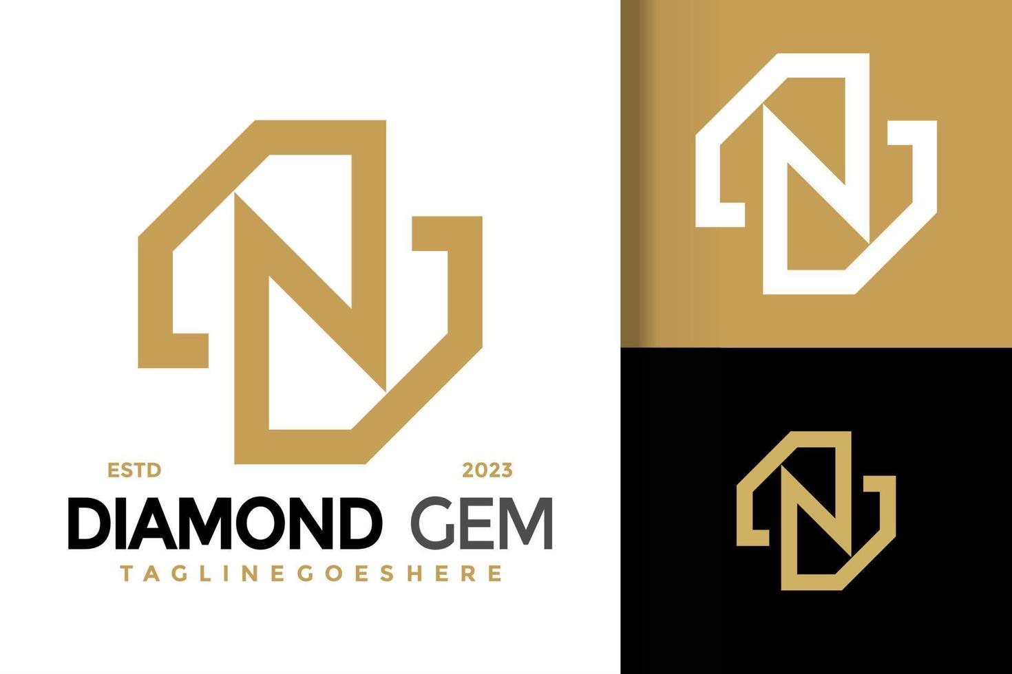 lettre n diamant bijoux logo vecteur icône illustration