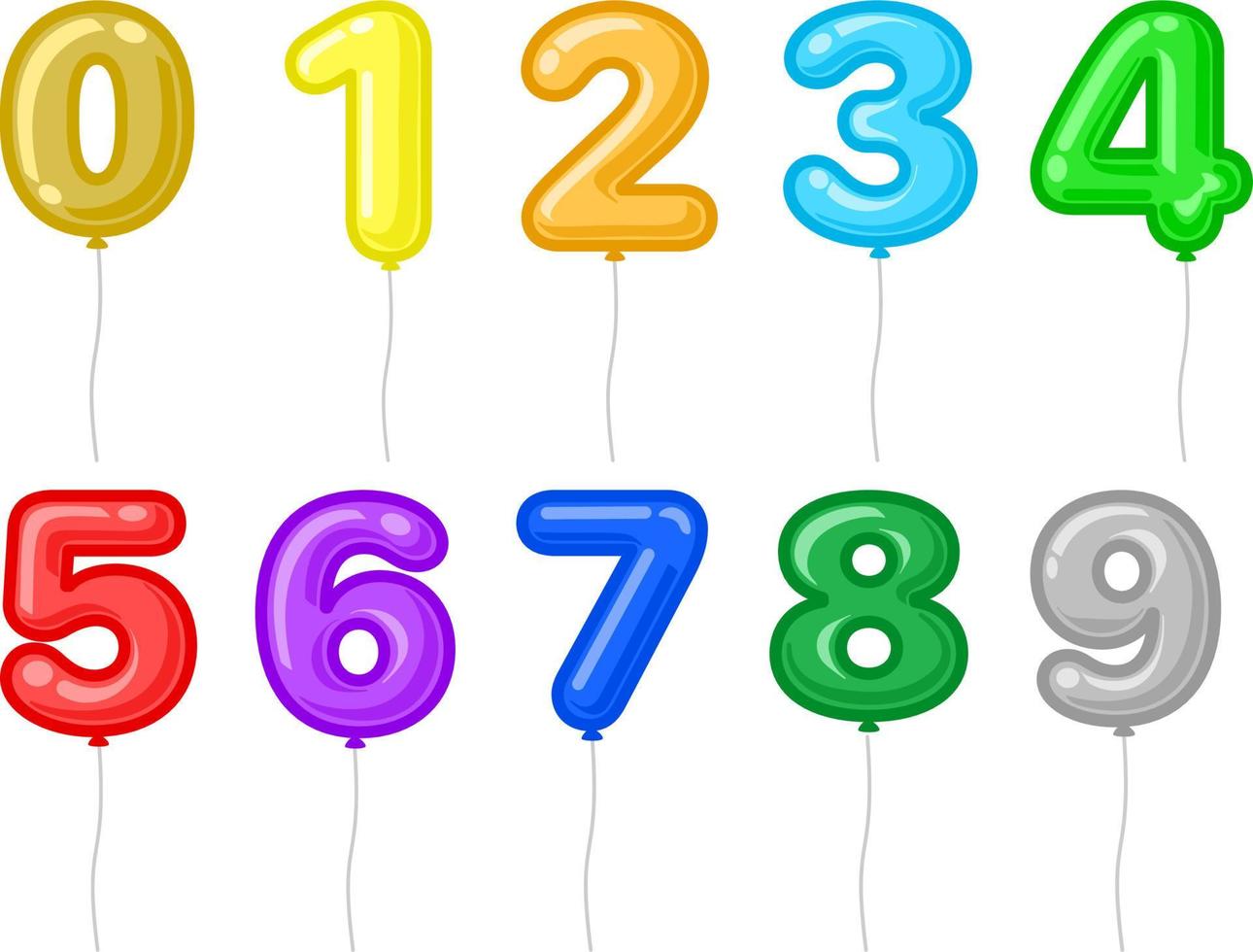 dessin animé coloré chiffre des ballons pour vacances, festival,  anniversaire ou anniversaire fête décoration. 21694882 Art vectoriel chez  Vecteezy