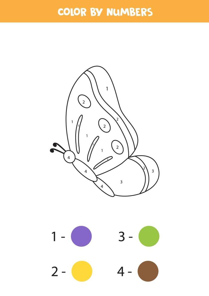 couleur papillon par numéros. feuille de calcul de transport. vecteur