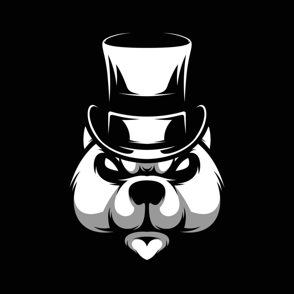 ours Haut chapeau noir et blanc mascotte conception vecteur