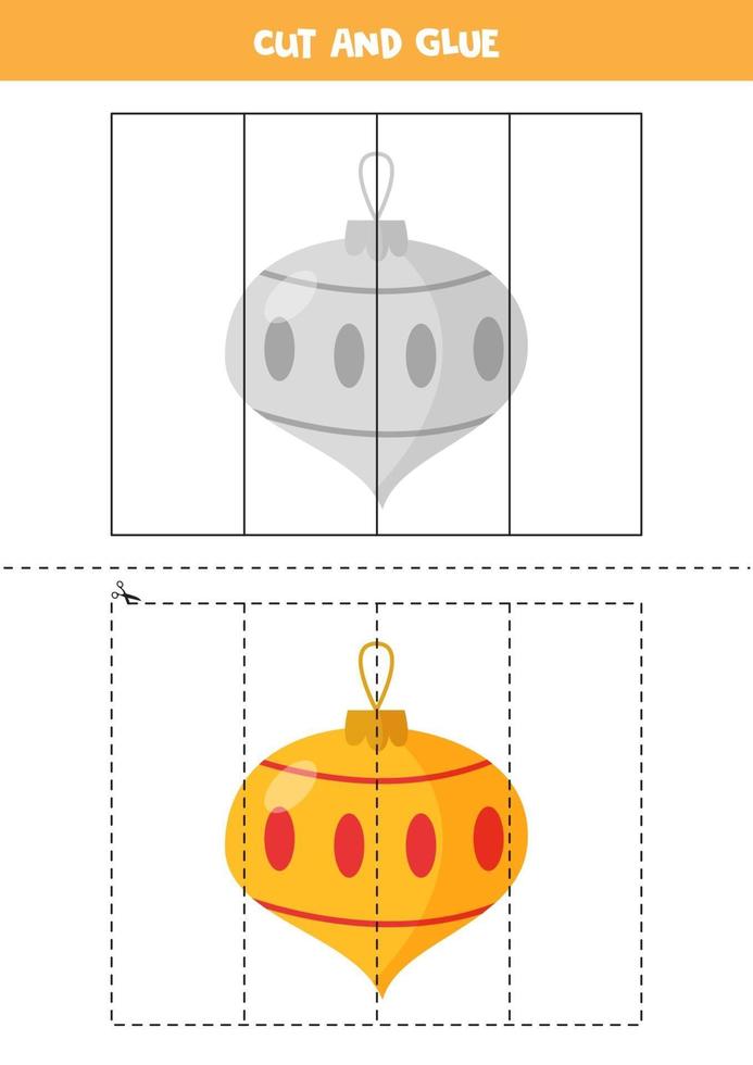 pratique de coupe pour les tout-petits. couper et coller une jolie boule de Noël. vecteur