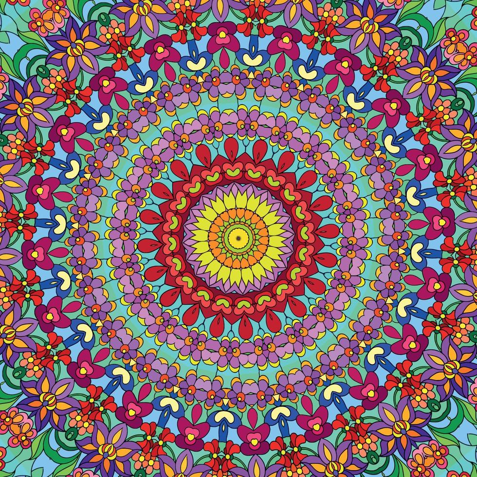 une coloré mandala avec une fleur modèle vecteur