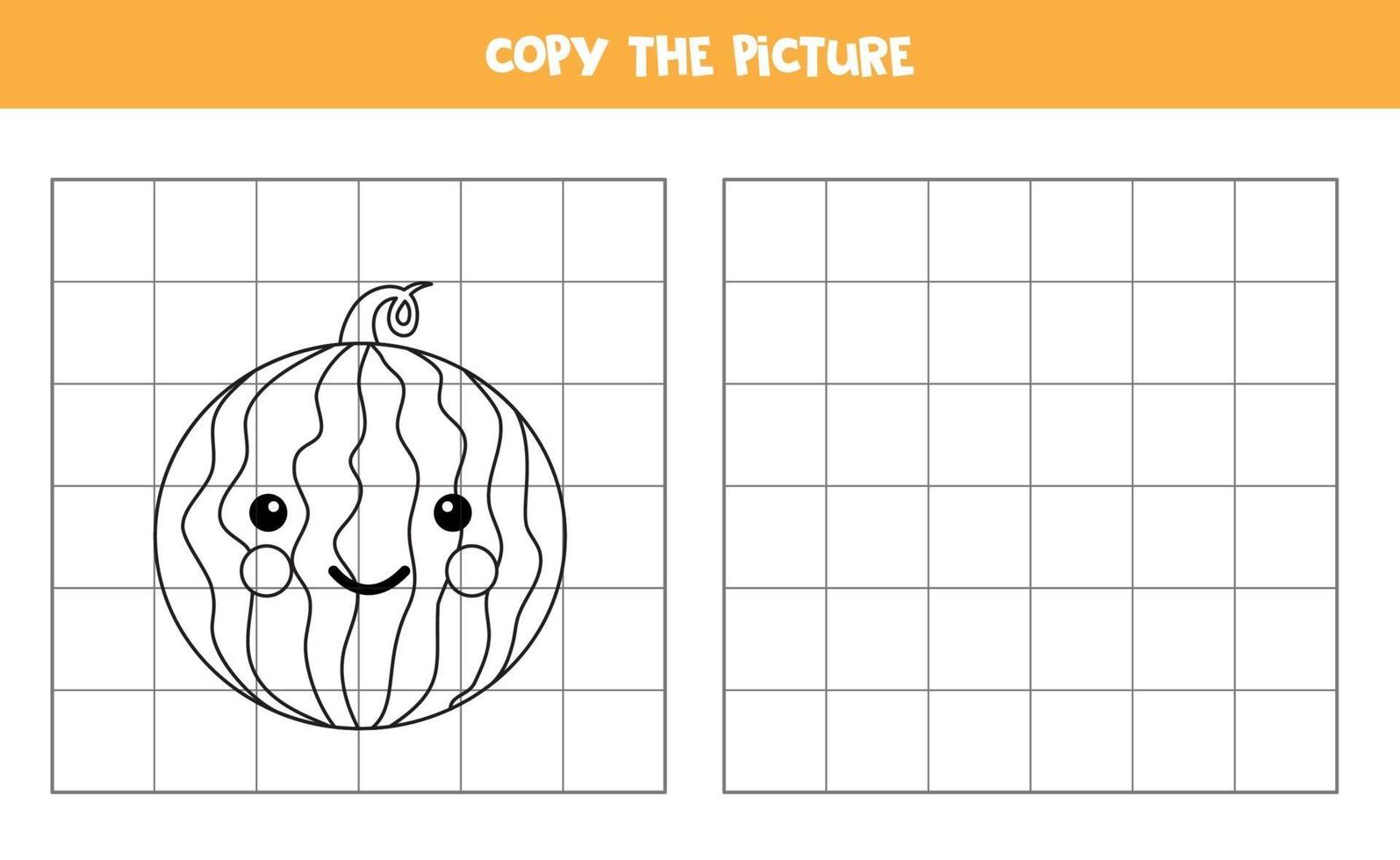 copiez l'image. jolie pastèque kawaii. jeu logique pour les enfants. vecteur