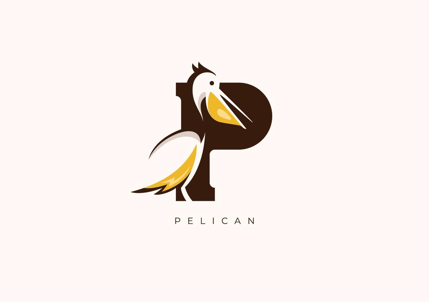 pélican p monogramme, vecteur logo