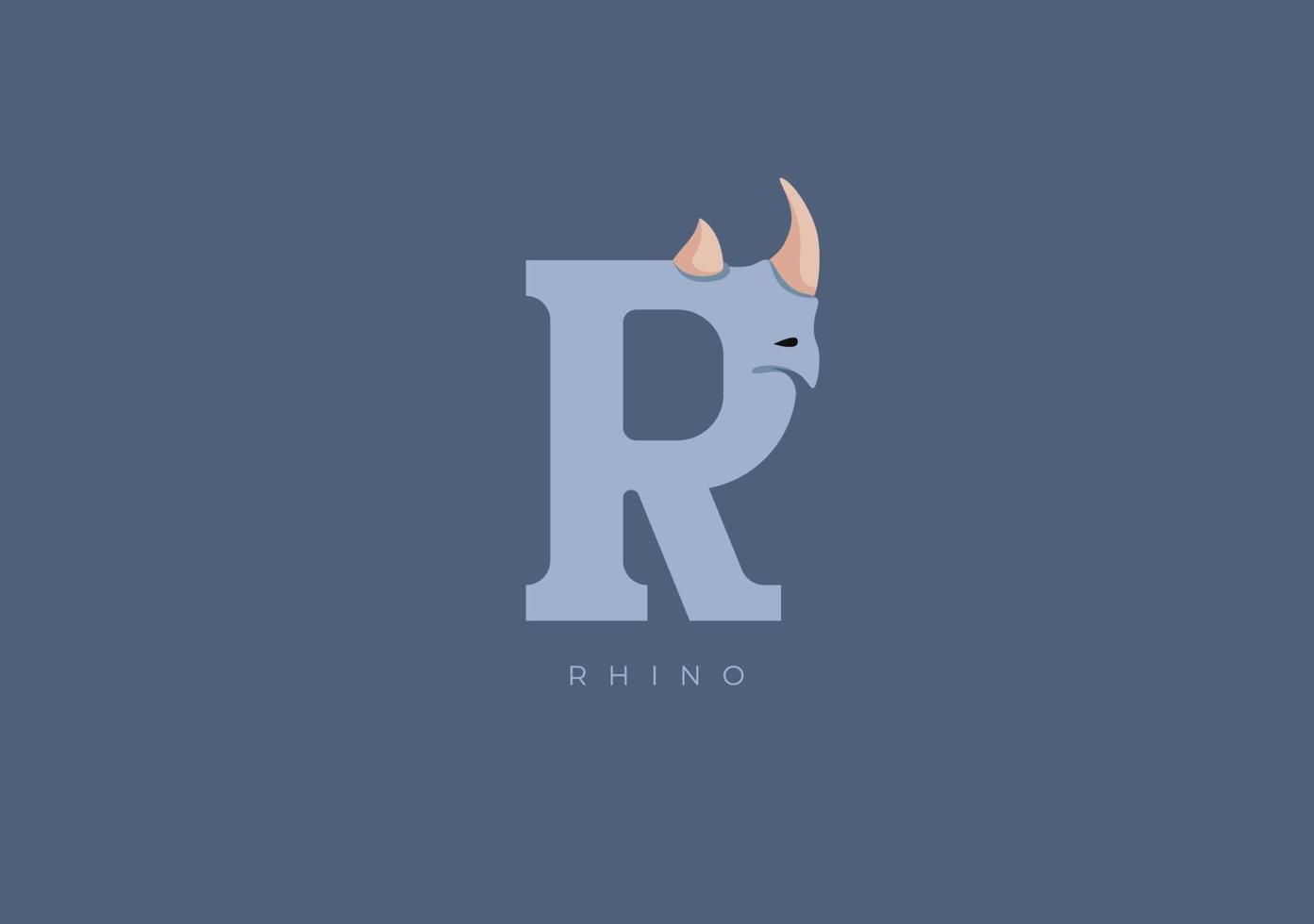 rhinocéros r monogramme, vecteur logo