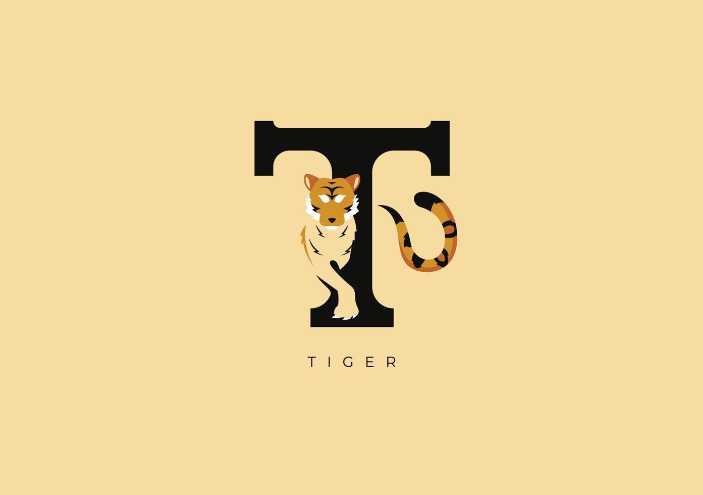 tigre t monogramme, vecteur logo