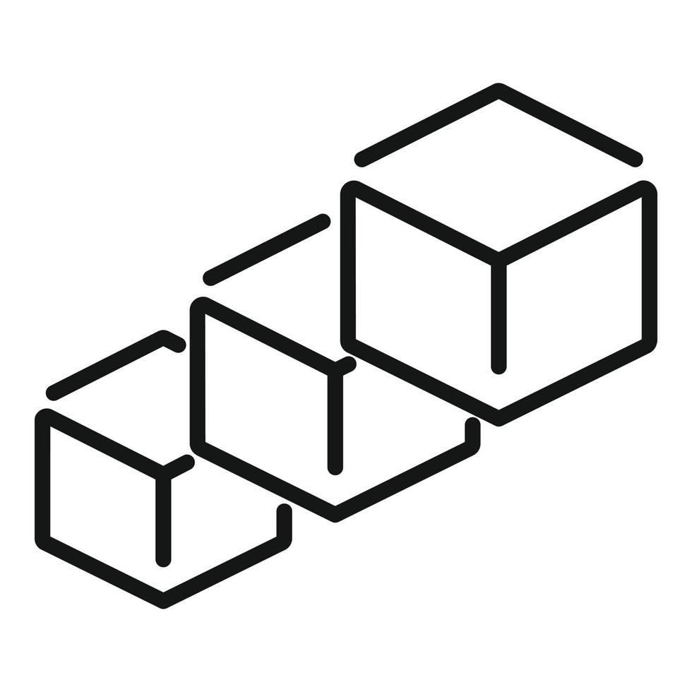 cube blockchain icône contour vecteur. chaîne bloquer vecteur