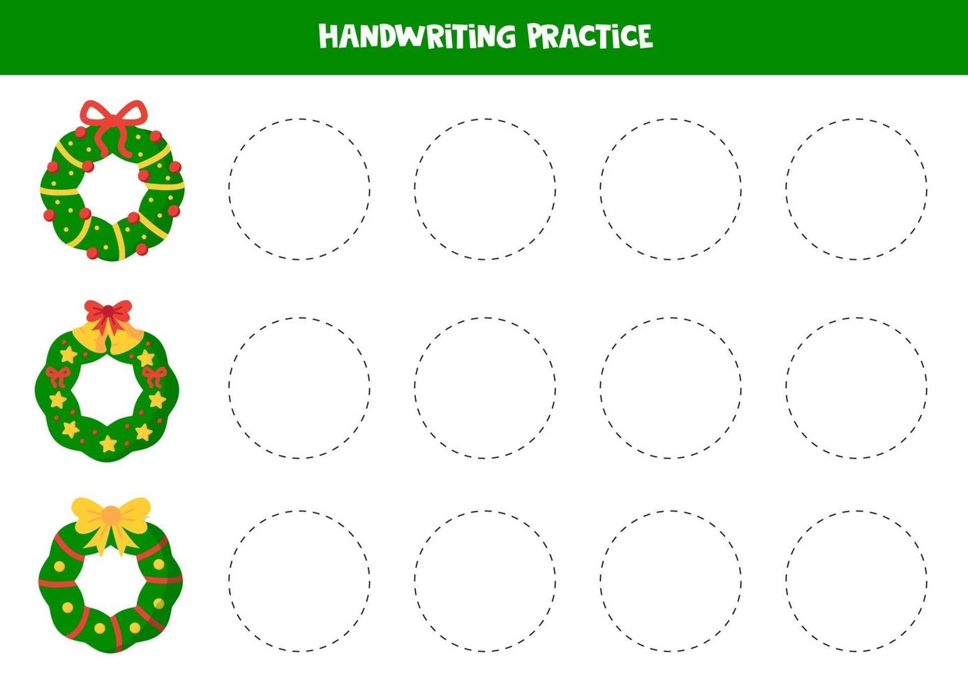 traçage de la feuille de calcul avec des couronnes de Noël. jeu pour les enfants. vecteur