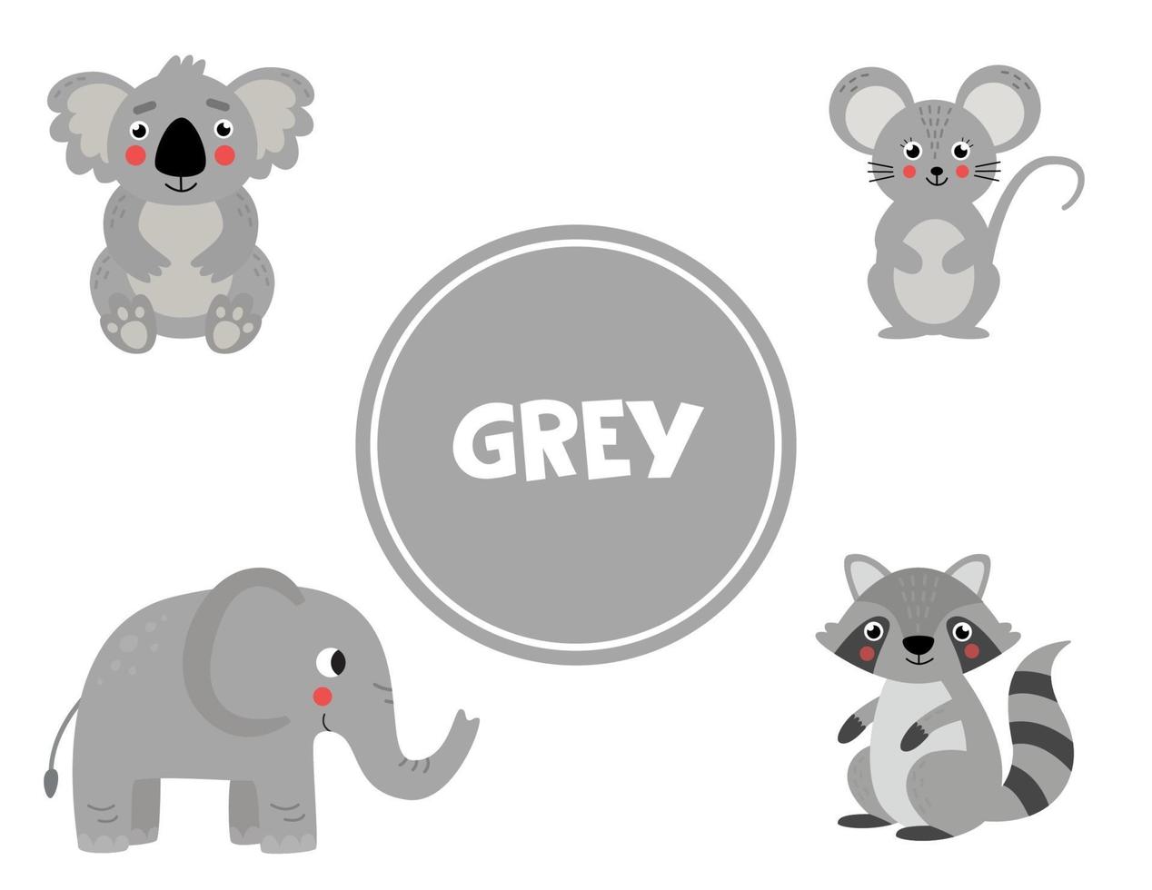 apprendre la couleur grise pour les enfants d'âge préscolaire. feuille de travail pédagogique. vecteur