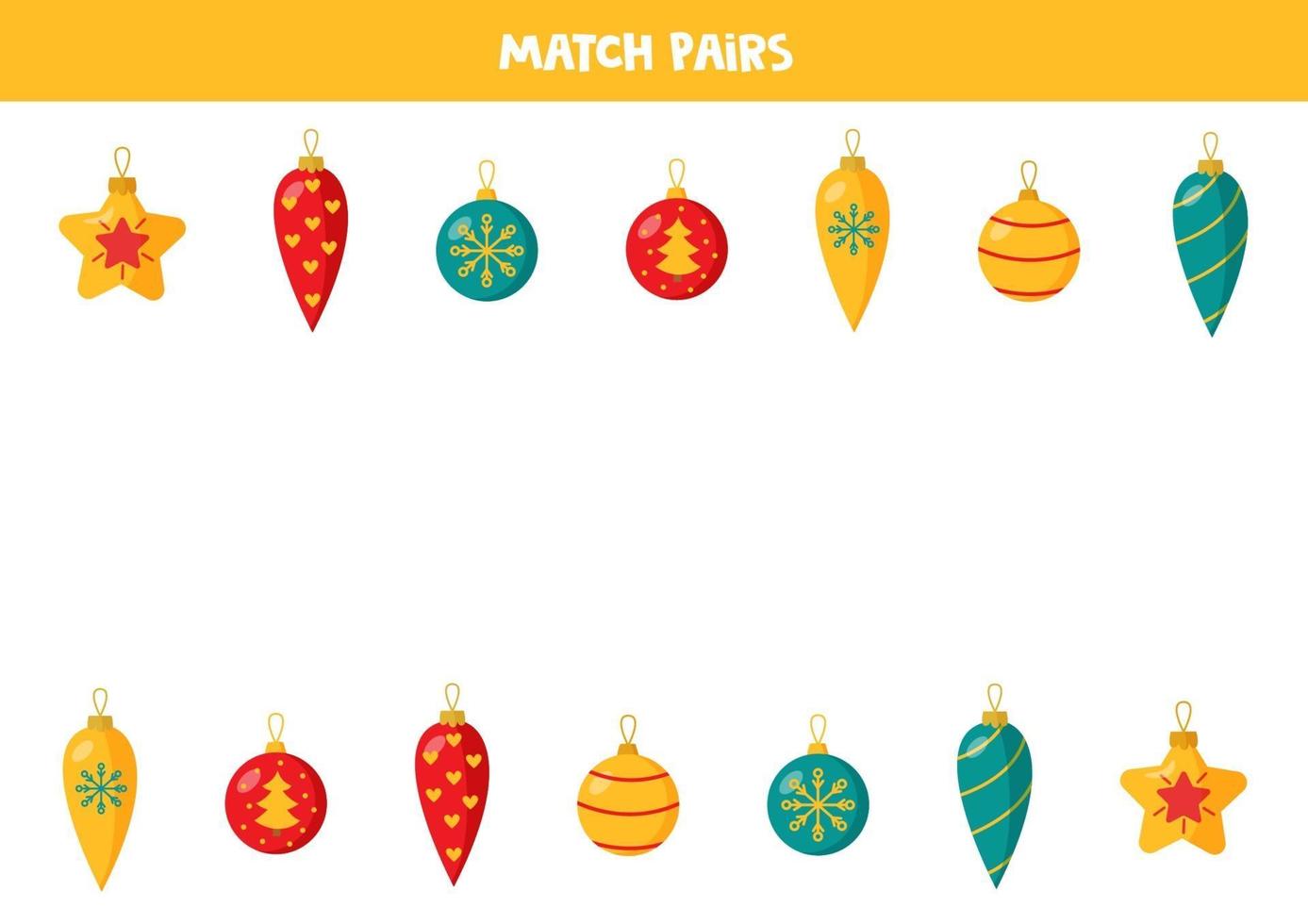 faire correspondre des paires de boules de Noël. jeu logique pour les enfants. vecteur